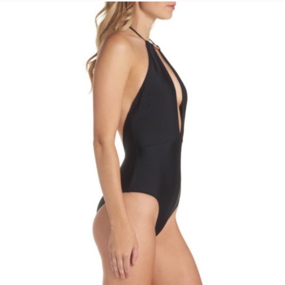 NWT Ted Baker Black Halter Deep V One Piece Swim - Picture 3 of 9